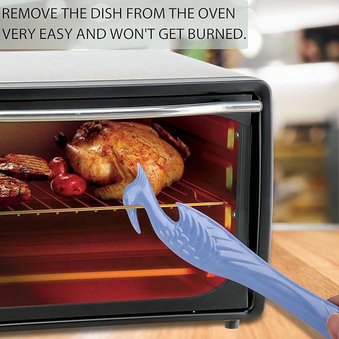 Oven Rack Push Pull Tool 2-Pack (11 Inch) - Longer Handle Suitable for Toaster Oven, air Fryer, Toaster (blue colour)