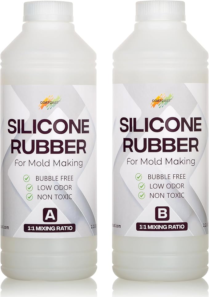Silicone Rubber Kit 18A for DIY Mold Making (35.2 oz) - Super Elastic, Translucent, Fast Cure, Non-Toxic, 1:1 Ratio Liquid Silicone for Resin and 3D Molds (2.2 Pounds)