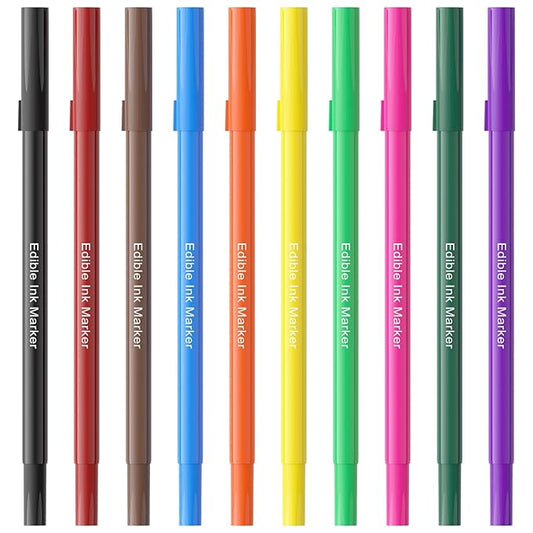 Jewem Edible Markers for Cookie Decorating,10Pcs Ultra Fine Tip(0.5mm) Food Coloring Pens, Upgrade Double Side Food Grade Pens for Decorating Fondant Cakes, Easter Eggs, Frosting, Macaron,Halloween and Christmas Gifts