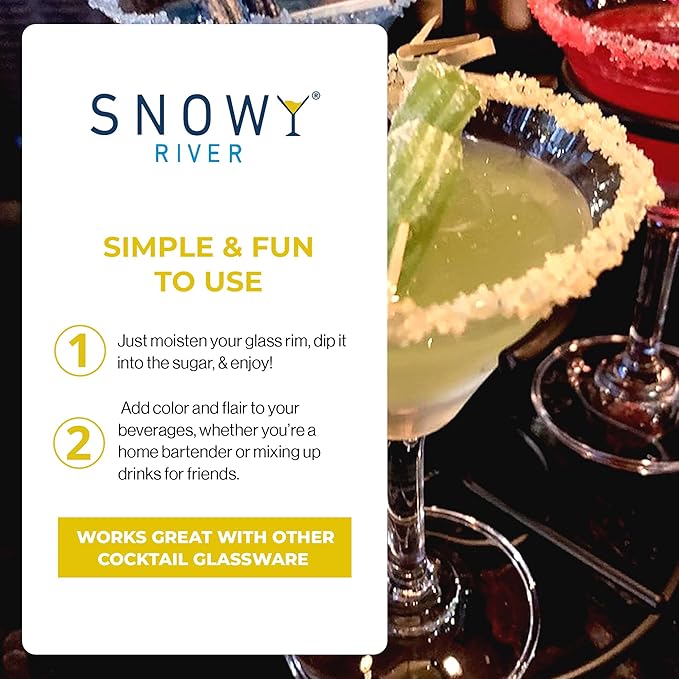 Snowy River Yellow, Cocktail & Margarita Sugar Rimmer - Vibrant Color Glass Rimming Sugar with Medium Crystal Texture - 8oz