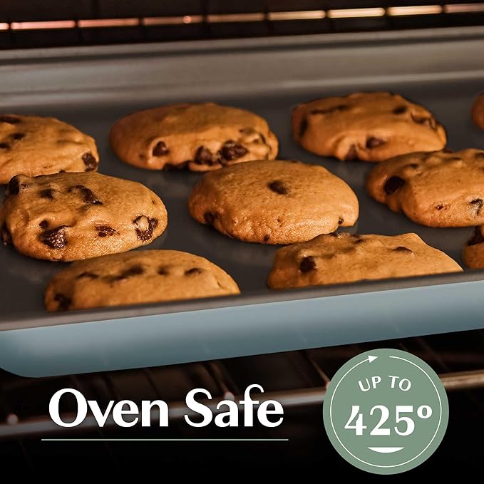 Goodful All-In-One Nonstick Bakeware Set, Stackable and Space Saving Design includes Round and Square Pans, Muffin Pans, Cookie Sheet and Roaster, Dishwasher Safe, 8-Piece, Blue Mist