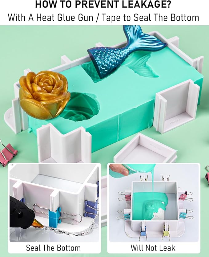 Nicpro 170oz Silicone Mold Making Kit, 20A Platinum Liquid Silicone Rubber, Jade Green Flexible, Silicone Molds Maker Mix Ratio 1:1 for Casting 3D Resins Molds DIY with 2PCS Molds Housing, Mixing Cups