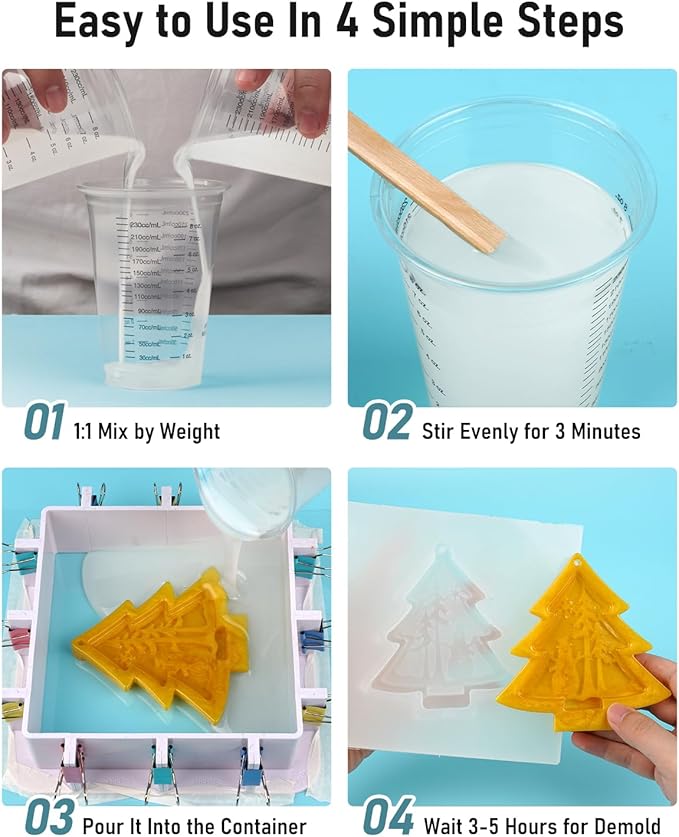 Nicpro 170oz Silicone Mold Making Kit 15A, Translucent Silicone Rubber, Non-Toxic Flexible & Food Safe Mold Kit, Mix Ratio 1:1 Casting Silicone for Resin with Frame Housing