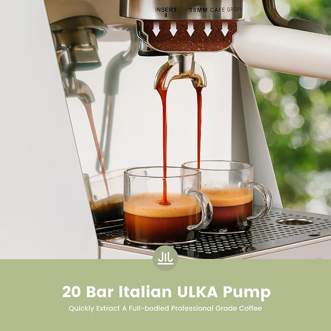 Gevi Commercial Espresso Machine 20Bar with Smart OPV Coffee Makers, Milk Frother & 58mm Portafilter, Dual Display Stainless Steel Cappuccino Maker for Home, Great Gift