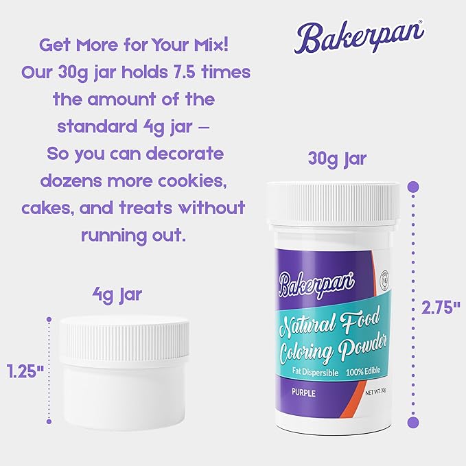 Bakerpan Purple Oil-Based Natural Food Coloring Powder for Baking - 30 g - Plant-Based, Dye-Free Coloring for Buttercream Frosting, Chocolate, Candy Color, Icing, Cakes