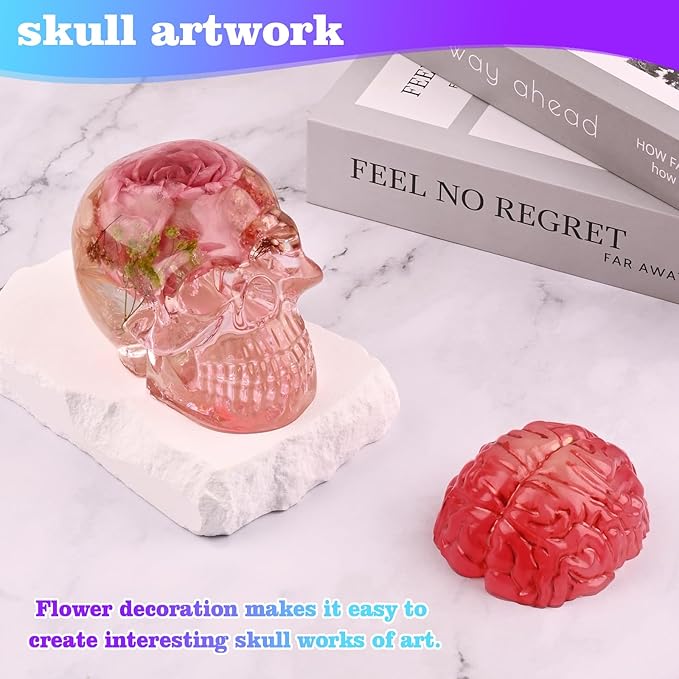 Actvty Skull and Brain Silicone Molds for Resin Casting, Halloween DIY Crafts, Candle, Soap, Chocolate, Jelly - Party Decor