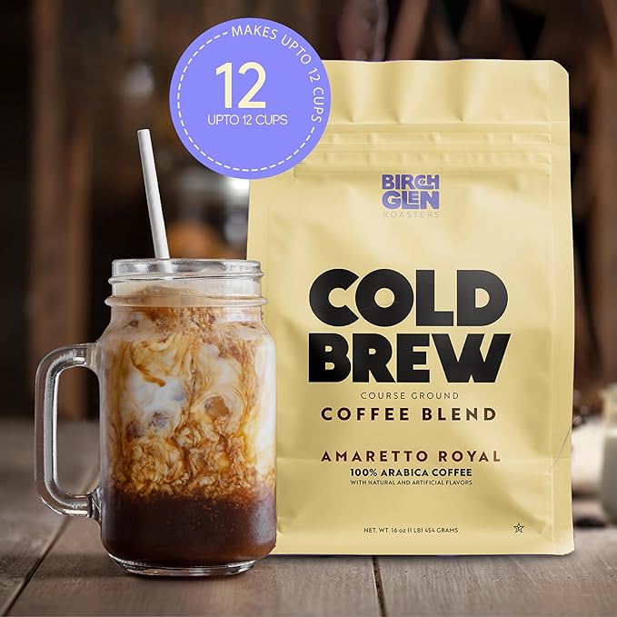 Birch Glen Roasters Cold Brew Coffee | Flavored Coarse Ground Coffee | Medium Roast | Artisanal Roasting | 100% Arabica |1 LB Bag | Crème Brûlée
