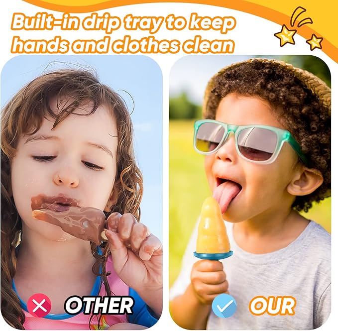 Popsicle Mold Set 4 Pieces Homemade Silicone Popsicle Maker Easy Release Ice Cream Molds Reusable DIY Pop Molds (Blue, WinterWonder Pops)