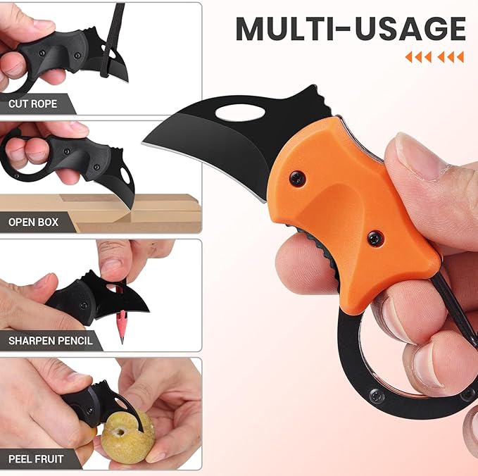 2 Pack Small Pocket Knife Gifts for Men & Women, Folding Box Cutter, Birthday & Christmas Stocking Stuffers Gifts Idea for Wife Husband Dad Mom (Black & Orange)