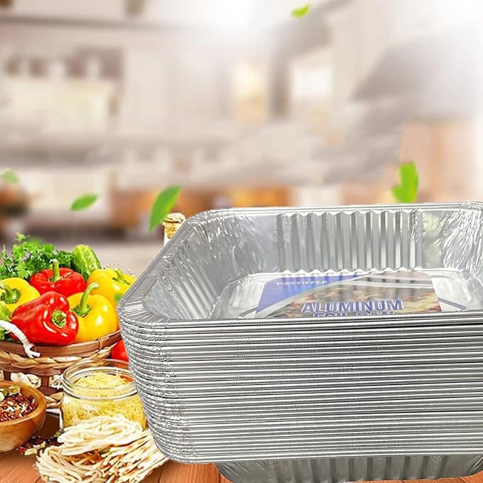 Aluminum Pans 9x13 Disposable Foil Pans (20 Pack) Half Size Deep Steam Table Pans Heavy Duty Extra Thick for Baking, Cooking, Roasting, Heating, Serving & Lining Steam-Table Trays