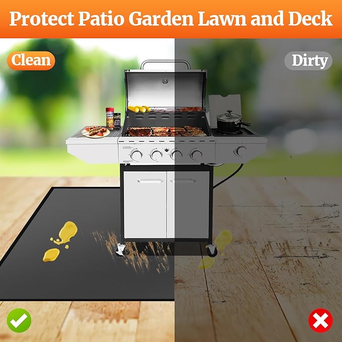 42 X 30 inches Hearth Rugs for Fireplaces Fire Resistant / Gas Grill Splatter Mat Fireproof Waterproof Oil-Proof, Fireproof Mat Heat Resistant BBQ Floor Mat Protect Mat Floor Protective Rug Reusable