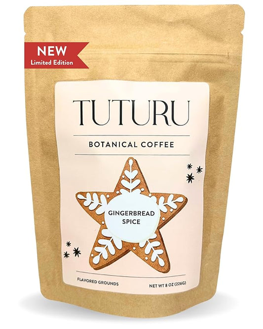 Organic Gingerbread Ground Coffee - Medium Roast, Flavored Coffee - Real Gingerbread Spices - Smooth Low-Acid- Perfect for Drip, Pour Over or Cold Brew - 8 oz, 22 Servings