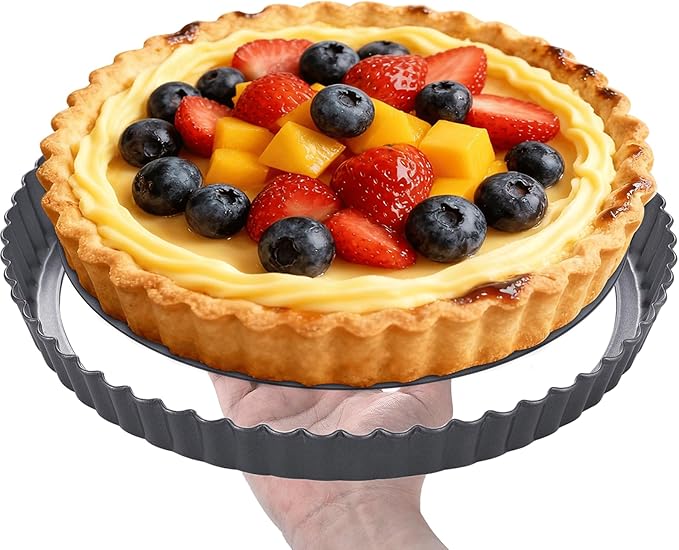 DATANYA Tart Pan 9 Inch Tart Pans Removable Bottom, Non-Stick Quiche Pan Carbon Steel Heavy Duty Pie Pan 9 Inch Tart Pan Loose Bottom, extra high of 1.2 Inches