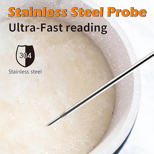 Digital Candy Thermometer with Adjustable Display, 304 Stainless Steel Probe, -58°F~572°F, White Body, Includes 2 Pot Clips & Heat-Insulating Pad for Sugar Syrup, Jam, Chocolate, Frying Oil