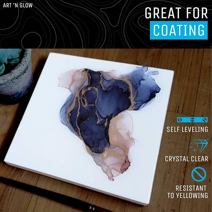 Epoxy Resin for Crystal Clear Casting & Coating – 1 Gallon Kit – UV Resistant, Non-Yellowing, Low Odor, Self-Leveling – for Art, Canvas, Tumblers, Jewelry, Molds, Wood, and Craft - USA Small Business
