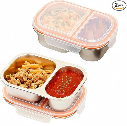 Bandesun Stainless Steel Snack Containers with Lids - 27 oz Salad Sauce Seasoning Container, Reusable Snackle Lunch Box for Kids & Adults, BPA-Free & Leakproof, Condiment Snack Pack Containers