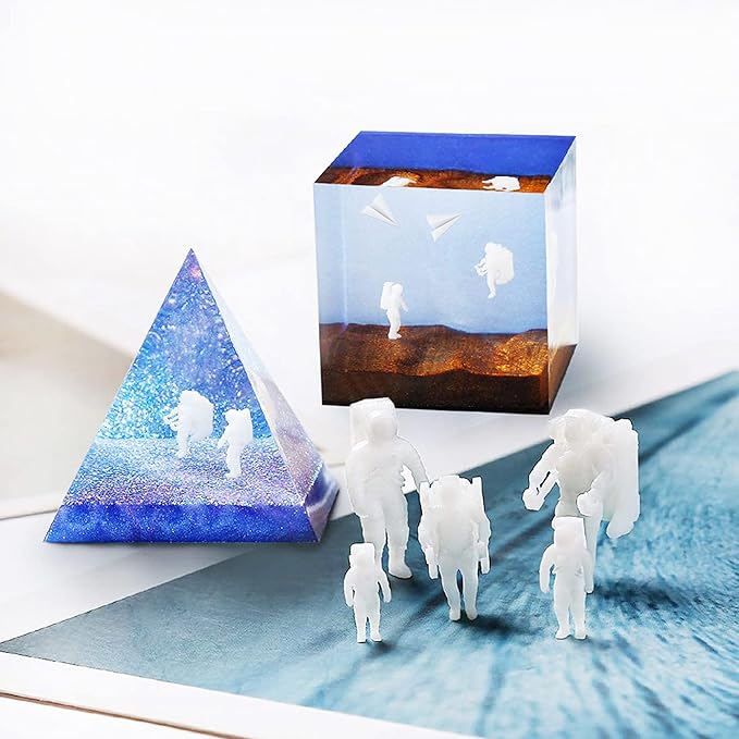 Woohome 14 PCS Resin Casting Molds Fillers 3D Astronaut Paper Airplane Embellishment Resin Supplies Kit Resin Fillers Epoxy Mould Filling Material for Art Resin Crafts DIY