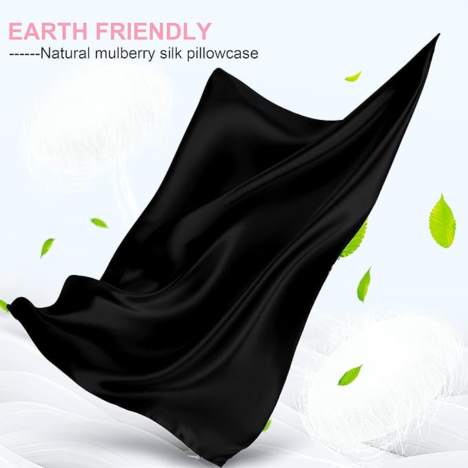 Silk Body Pillow Cover with Zipper, Mulberry Silk Pillow Cases Body Size Ultra Smooth and Soft Breathable Cooling Silk Satin Body Pillowcase for Hair and Skin (20x54 Inches, 1 Pack)