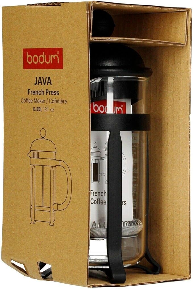 Bodum 12oz Java French Press Coffee Maker, High-Heat Borosilicate Glass, Black - Made in Portugal