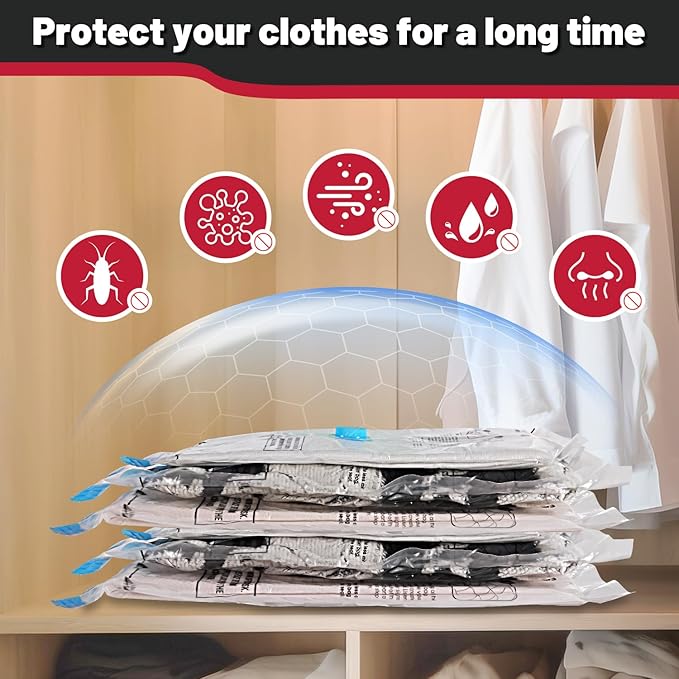 8 Pack Large Vacuum Storage Bags,Vacuum Seal Bags for Clothing,Space Saver Bags,Vacuum Travel Bags for Luggage