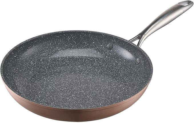 VEVOR Frying Pan Skillet, 3 Piece (8, 10, 12 in), Nonsitck Ceramic Heavy-Duty Skillets with Heat-Resistant Handle, Chef's Cookware, for Oven, Gas, Electric, Induction, Grey