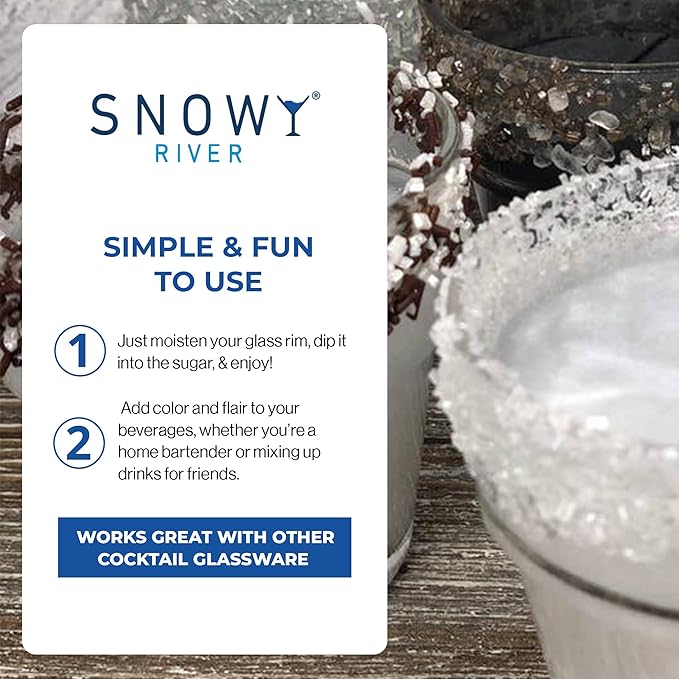 Snowy River Pearl, Cocktail & Margarita Sugar Rimmer - Vibrant Naturally Colored Sugar for Cocktail Rimming, Baking & Decorating, Medium Crystal - 80oz