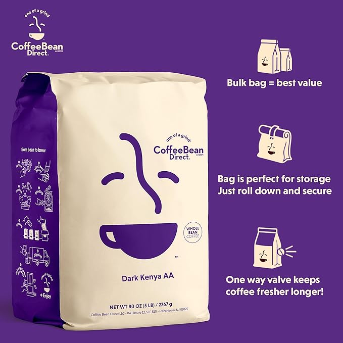 Coffee Bean Direct Dark House Blend, Whole Bean Coffee, Dark Roast, 5 Pound Bag (Pack of 1)