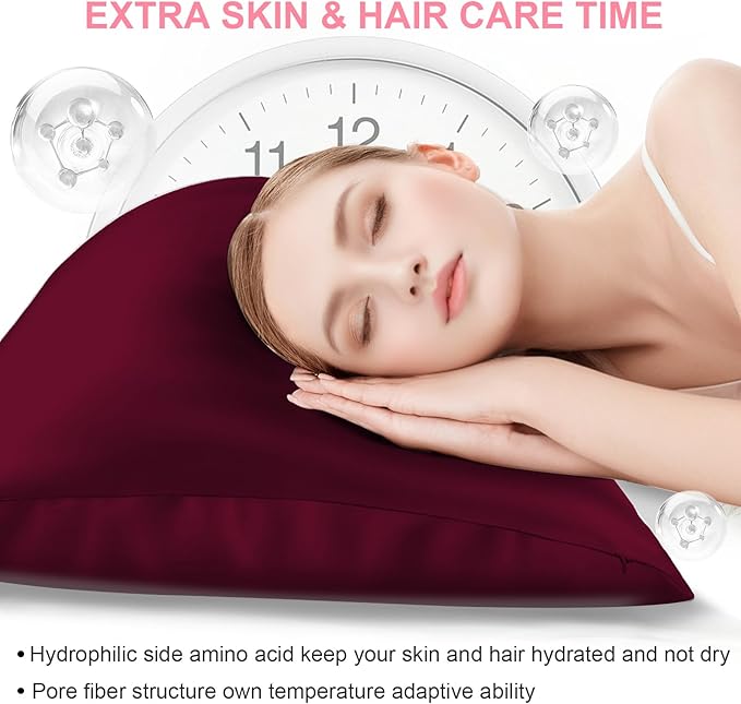 Mulberry Silk Pillow Cases 2 Pack King Size 20x36 Inches with Hidden Zipper, Ultra Smooth and Soft Breathable Cooling Silk Satin Pillowcase Set of 2, Better for Hair and Skin, Gifts for Women Men