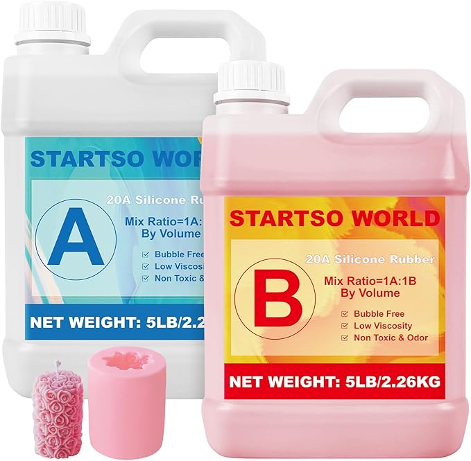 STARTSO WORLD Silicone Mold Making Kit 20A,10LB Pink Platinum Liquid Silicone Rubber for Mold Making, Fast Cure & Food Safe Silicone Mold Maker, Ideal for Casting Resin Molds/Silicone Molds
