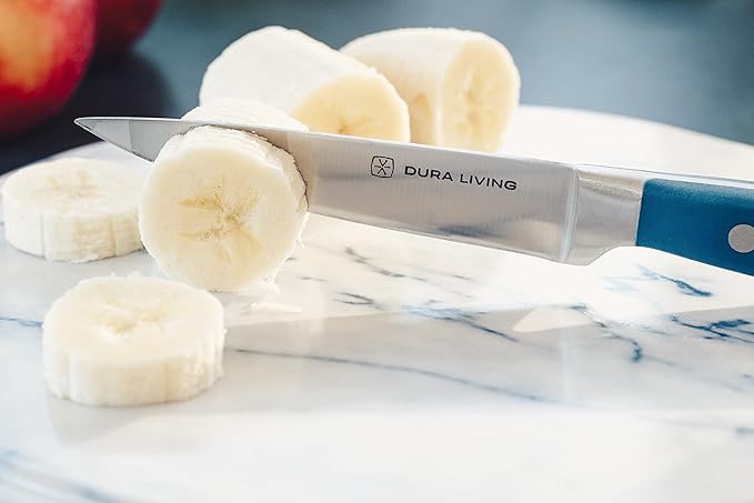DURA LIVING 2-Piece Premium Kitchen Knife Set - Ultra-Sharp 5" Utility Knife & 3.5" Paring Knife, High Carbon Stainless Steel, Forged for Precision, Multipurpose Cooking Knives with Ergonomic Handles