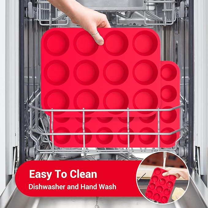 Redfly 3 Pack Silicone Muffin Pan & Cupcake Pans for Baking - 12 Cup Regular Size BPA Free Egg Bites Molds
