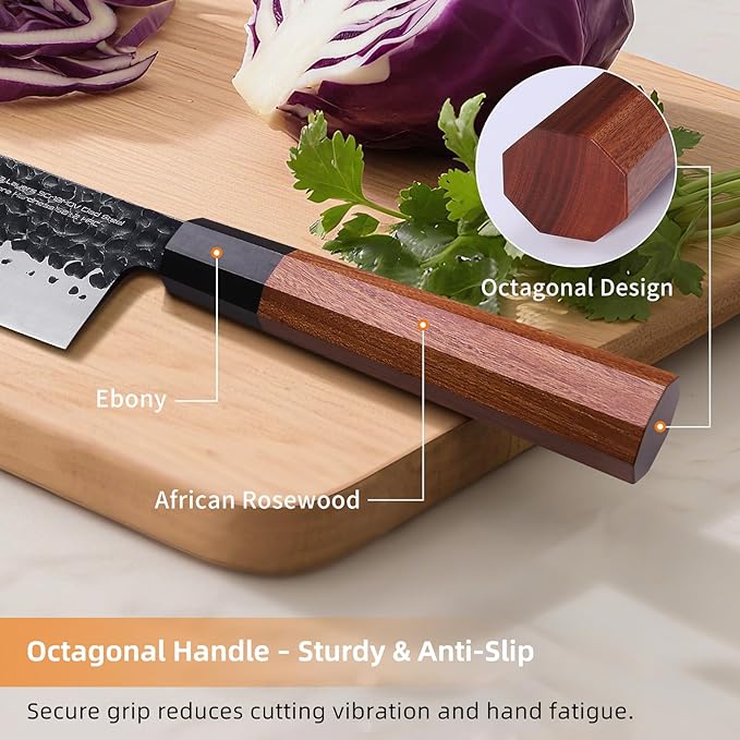 FINDKING Dynasty Series Japanese Kiritsuke Knife, Multi-Purpose Gyuto Chef knife, 9Cr18MoV High Carbon Steel Blade, African Rosewood Octagonal Handle, for Meat, Fruits, Vegetables,9 Inches