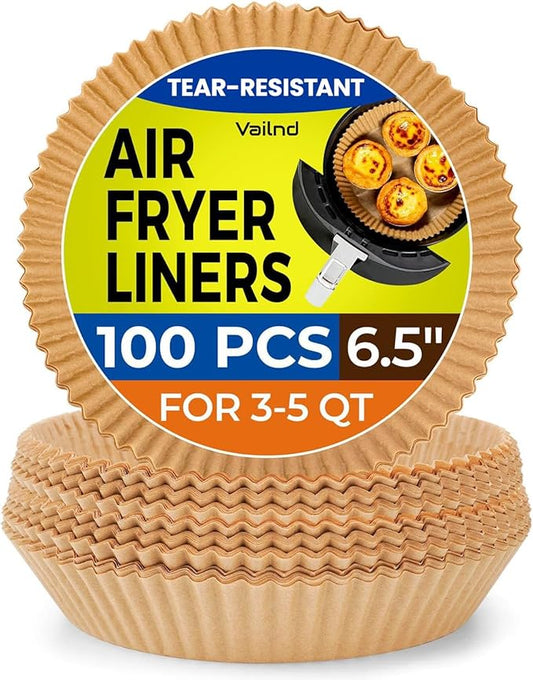 100Pcs Small Air Fryer Liners Disposable, Parchment Sheets Round, 6.5 Inch Round Airfryer Paper Basket Bowl Liner for Baking Cooking Food