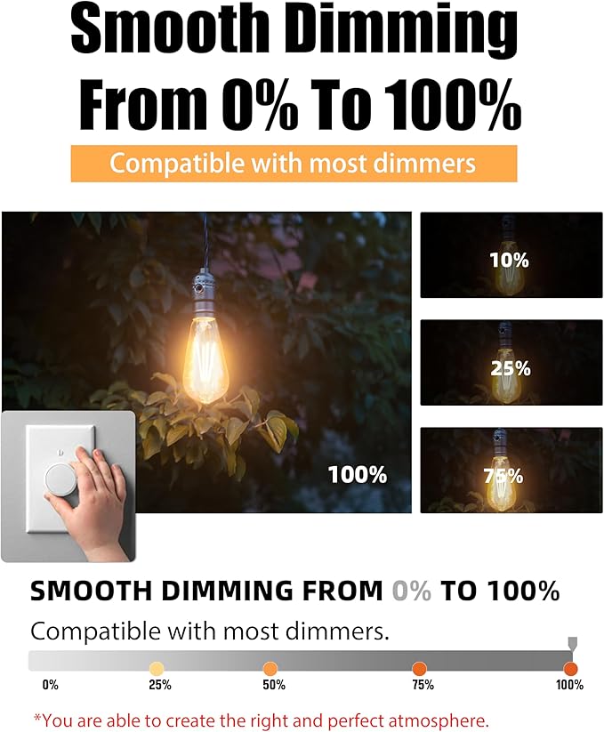 Lumiverse 60 Pack E26 led Bulb 60 watt dimmable Vintage LED Edison Bulbs 5.5W, 60W Equivalent, 2700K Soft White, Antique Style ST19/ST58 LED Light Filament Bulbs, CRI 90+, E26 Base