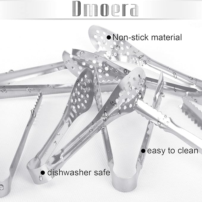12 Pack Premium Small Serving Tongs, Dmoera Mini Stainless Steel Appetizer Tongs, 5Inch,5.2Inch(12.7cm)