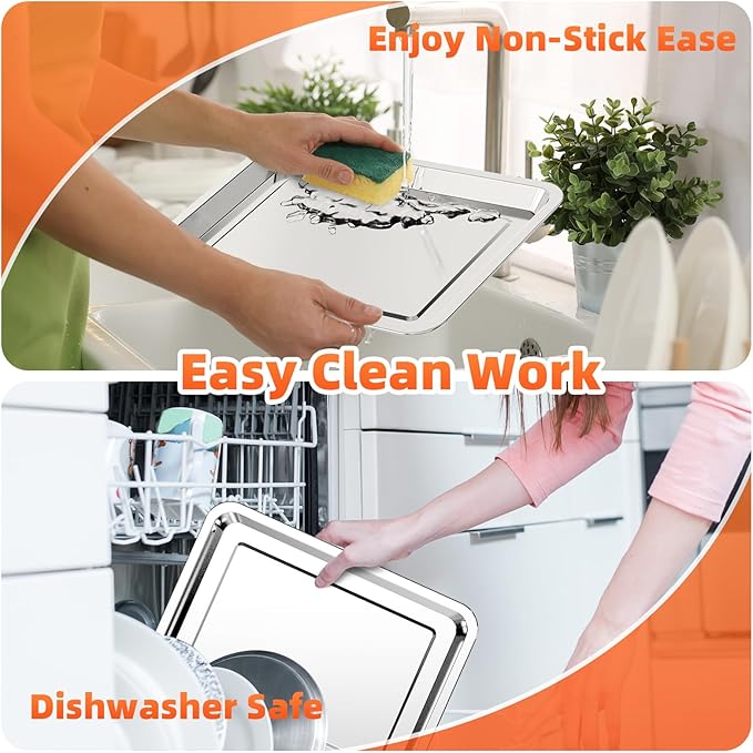 Air Fryer Tray for Oven, Oven Air Fryer Basket and Tray with Cooking Guide and 30 PCS Parchment Papers, DEGOVIN Crisper Non-stick Stainless Steel Air Fry Pan for Convection Oven(15.8" × 11")