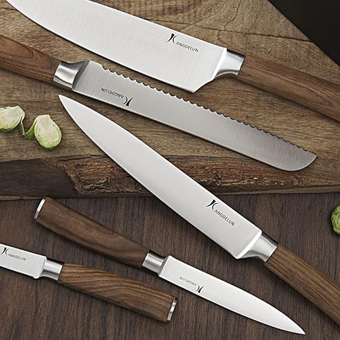 Natura Series 15 PCS Knife Block Set, Ultra Sharp High Carbon Stainless Steel with Wood Handle