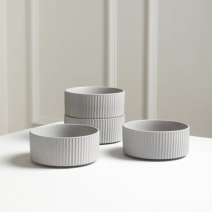 Stone Lain Haven Stoneware 12-Piece Dinnerware Set, Grey - Plates and Bowls Sets for 4, Elegant Dish Set, Includes Dinner Plates, Salad Plates Cereal Bowls, Microwave & Dishwasher Safe
