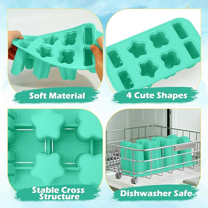 Popsicles Molds, 8-Cavity Silicone Popsicle Molds with 50 Sticks, BPA-Free Ice Pop Mold Popsicle Maker with Funnel & Cleaning Brush for Kids Adult Teens