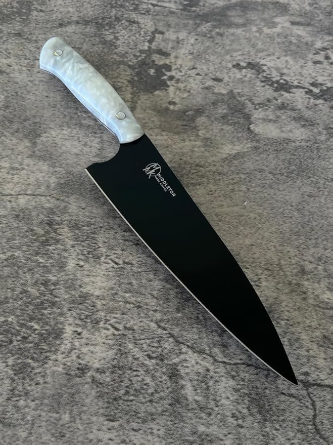 Middleton Made Knives Echo 8 Inch Chef Knife - Handmade Professional Chef Knife - Chefs Knife Made with AEB-L Stainless Steel - USA Made Knife - Great Chef Gifts - Pearl