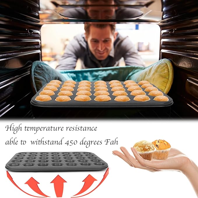 Muffin Pan, 2 Pcs 35 Cup Cupcake Pan Muffin Tin Non Stick Muffin Pan Steel Mini Muffin Tin For Baking Cheesecake Tailgate Party Supplies, Dishwasher Safe, 13.8 X 10.4 X 0.8 Inches