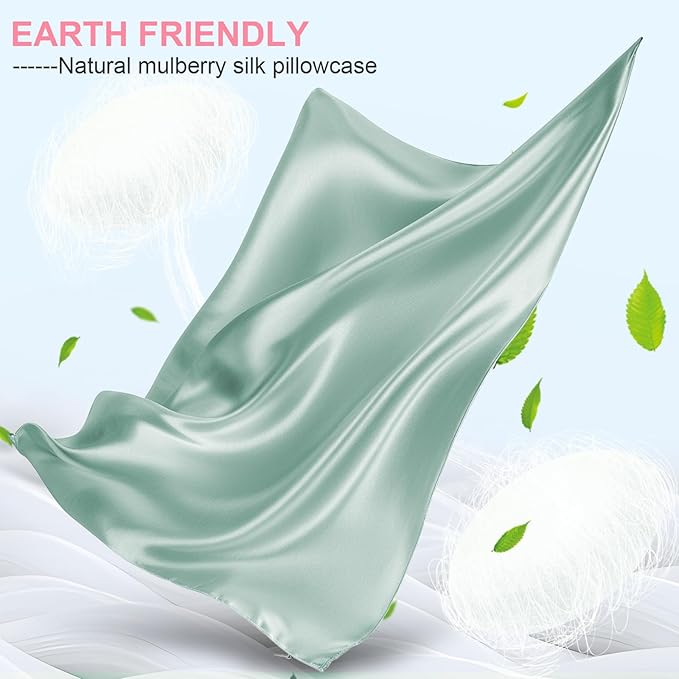 Mulberry Silk Pillow Cases Queen Size with Hidden Zipper, Ultra Smooth and Soft Breathable Cooling Silk Satin Pillowcase for Hair and Skin, Gifts for Women Men (Sage Green, 20x30 Inches, 1 Pack)