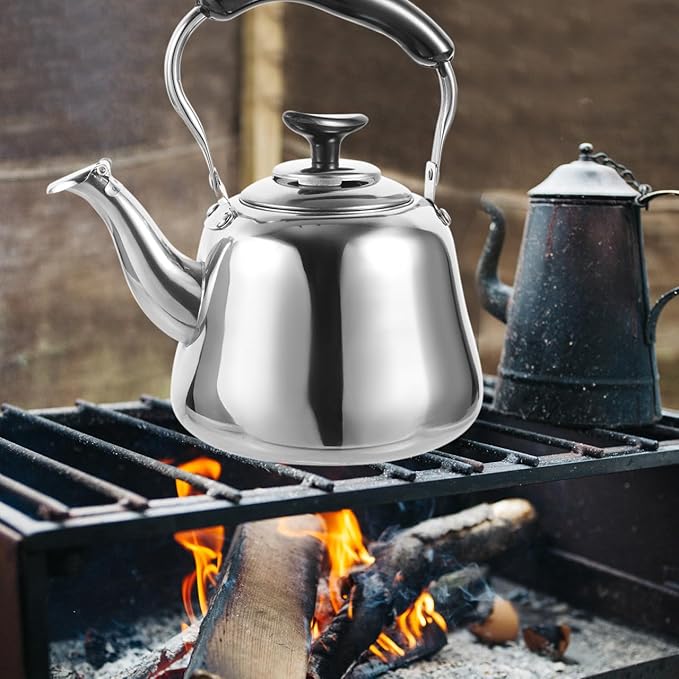 Luxshiny 1L Whistling Stainless Steel Water Kettle with Filter Screen for Stovetop Tea Brewing and Boiling Water