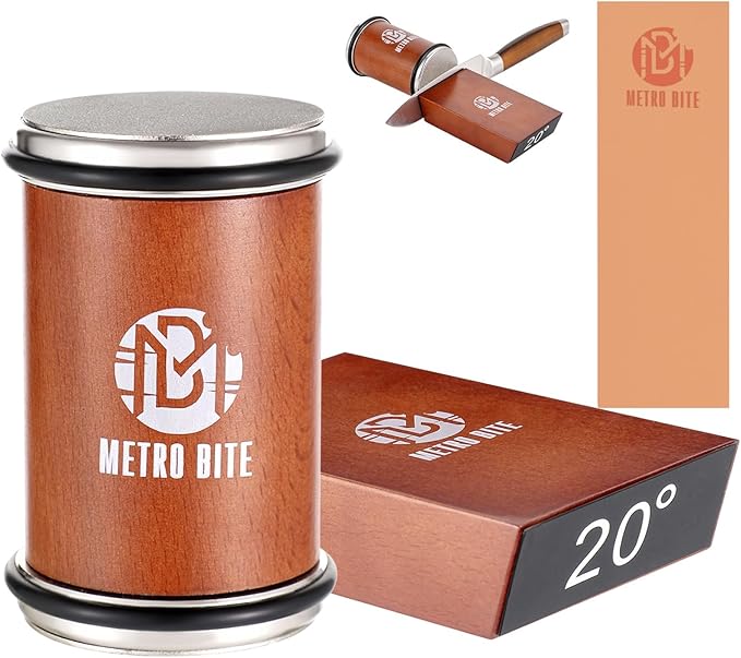 Professional Rolling Knife Sharpener Kit – Premium Diamond & Ceramic Discs, Adjustable 15°/20° Angles, Includes Leather Strop for Effortless Kitchen Knives Sharpening