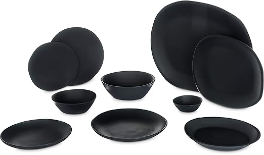Carlisle FoodService Products Ridge Reusable Plastic Plate Dinner Plate for Home and Restaurant, Melamine, 10.5 Inches, Slate, (Pack of 12)