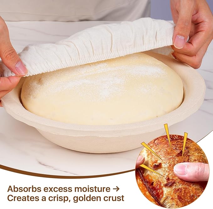 Non-Stick Oval Wood Pulp Banneton Bread Proofing Basket Set Of 2, Sourdough Banneton Basket Set, Bread Making Tool Brotform Sourdough Bread Baking Supplies