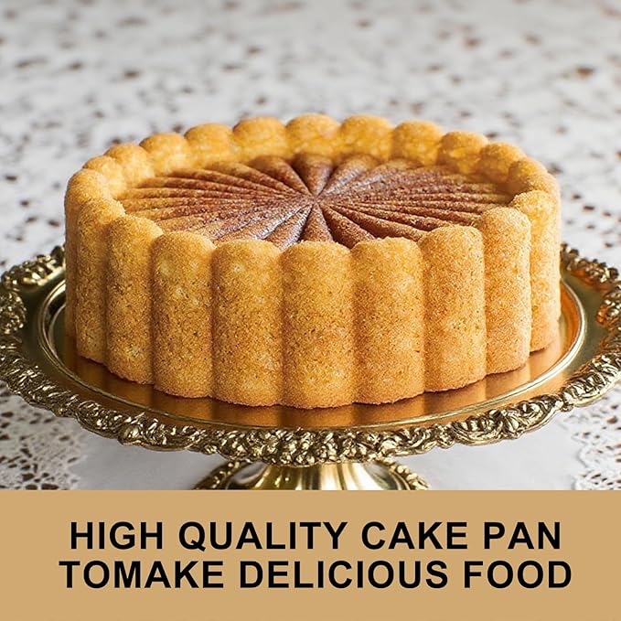 10 Inch Silicone Bundt Cake With 8 Inch Pan Set (2 Pack) - Nonstick Baking Mold for Pound Cake, Jello, Bread & Brownies, Dishwasher Safe, Blue