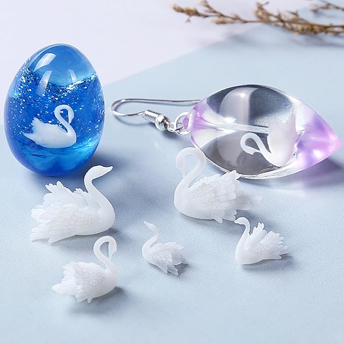 Woohome 14 PCS 3D Jewelry Making Supplies Resin Mould Filler, Mini Swan Mushroom Resin Casting Moulds Fillers, 3D Resin Filler Art Craft Supplies Epoxy Moulds for Art Resin Crafts DIY