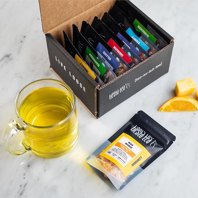Tiesta Tea - Top 8 Favorites Sampler Set, Loose Leaf, Up to 80 Cups, High to No Caffeine, Hot & Iced, Tea Variety Pack with Green, Herbal, Black & Chai Brew, 8 Sample Pouches