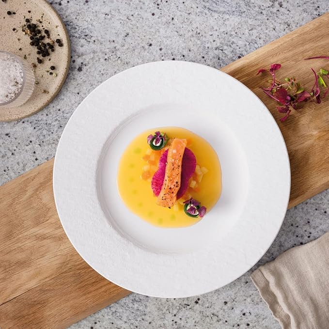 Villeroy & Boch Manufacture Rock Blanc 4-Piece Place Setting, Plates & Bowls, Premium Porcelain, Made in Germany, Matte White